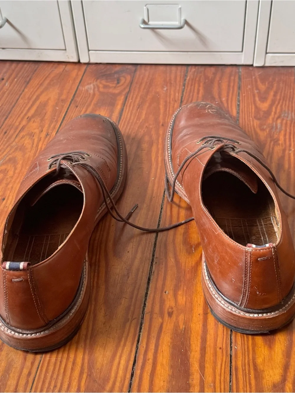 J.Crew Oar Stripe Italian Leather Derby Shoes 11.5 Medium Brown Goodyear Welt